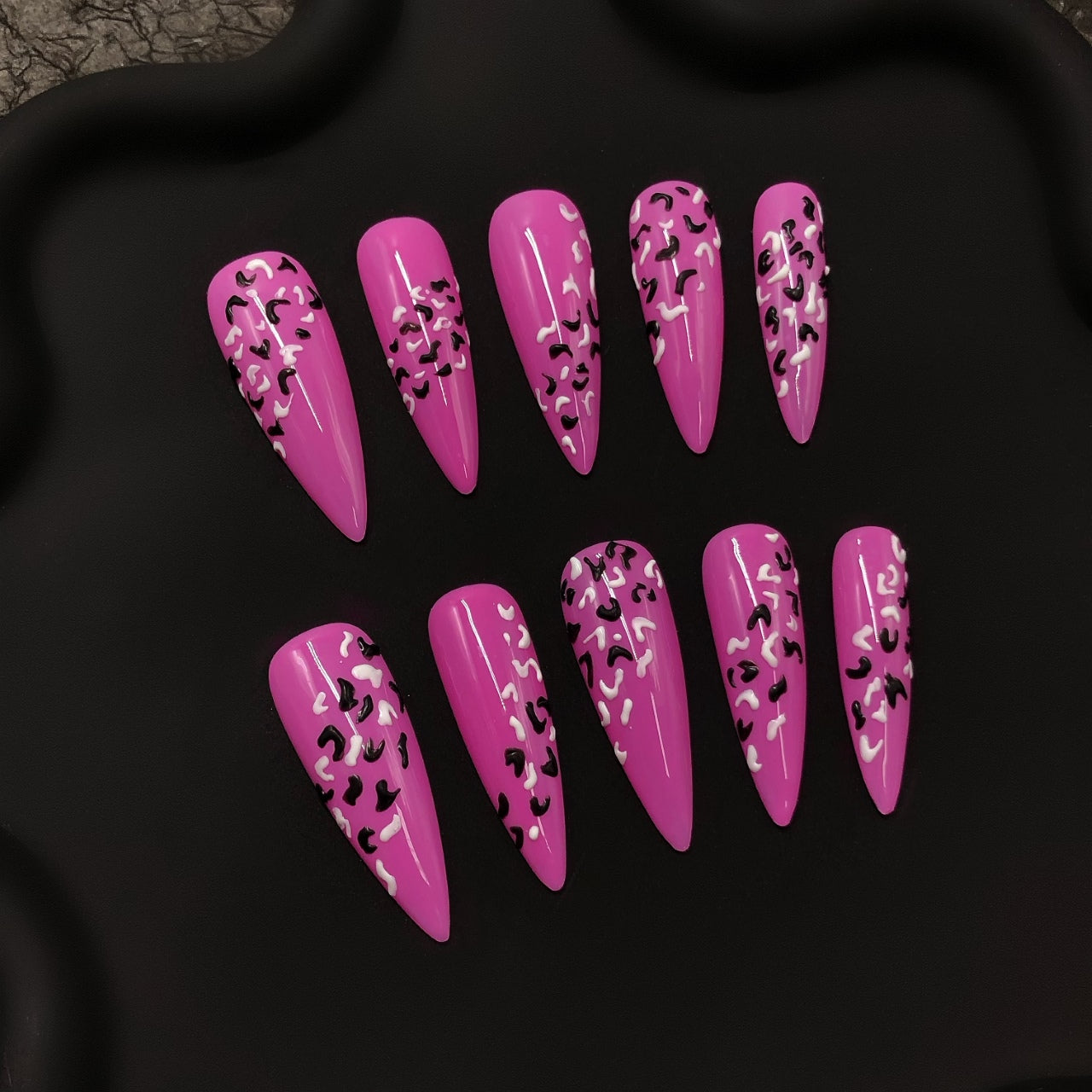 Pink Leopard Print Nails CR216