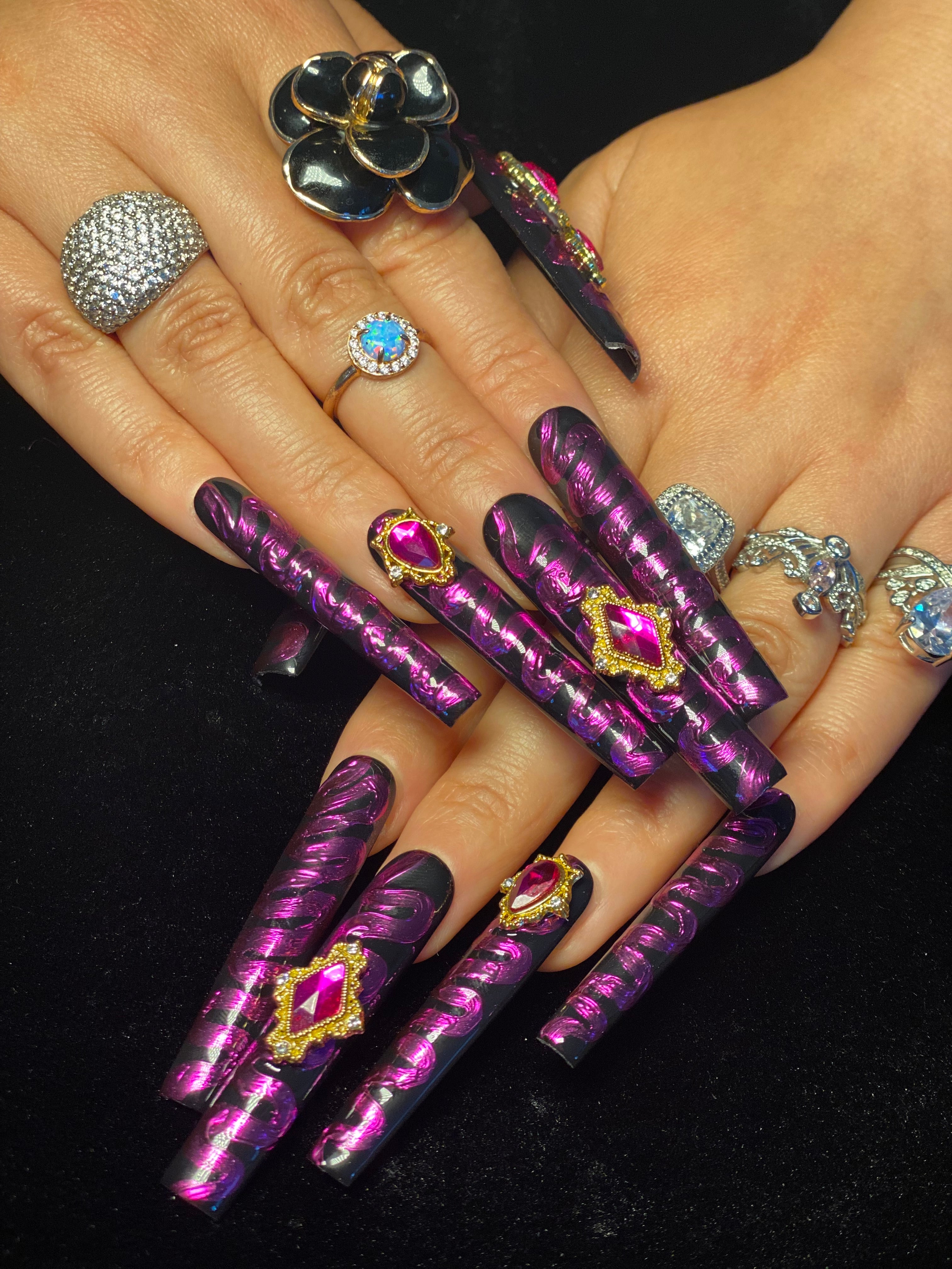 Royal Purple Gemstone Glam Nails CR33