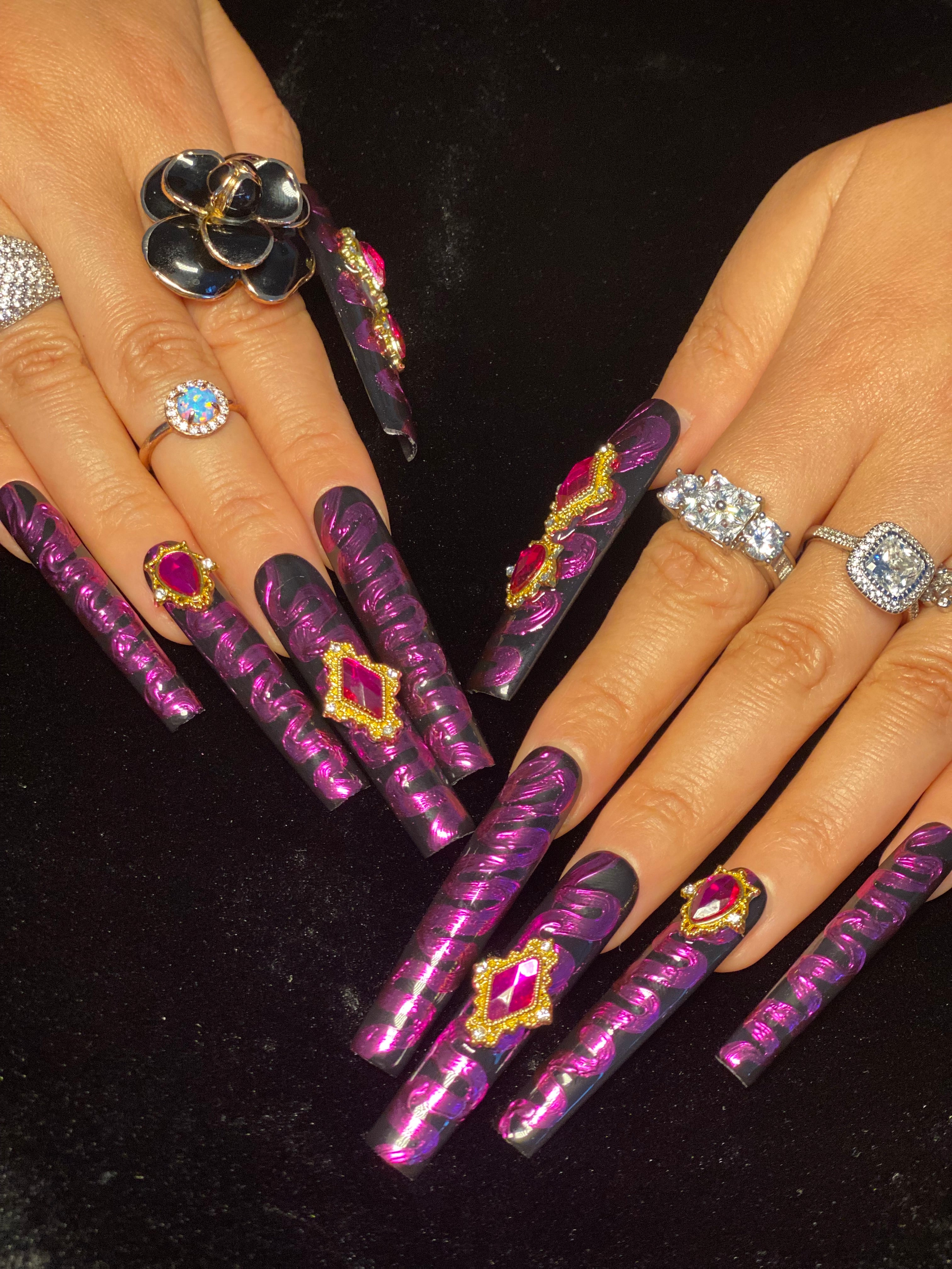 Royal Purple Gemstone Glam Nails CR33