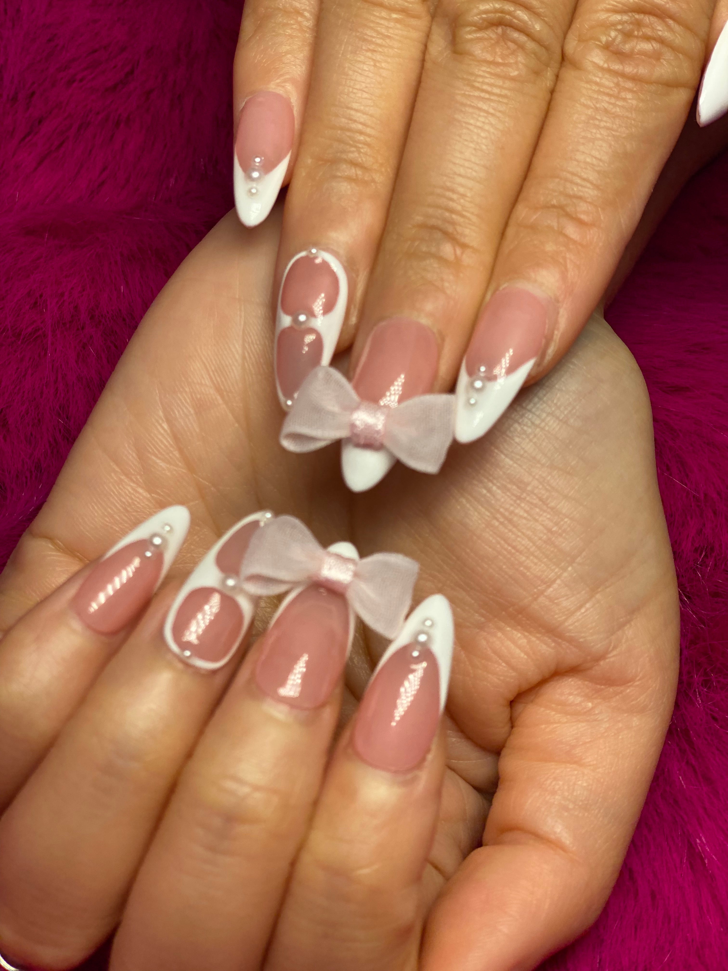 Pink and Pearl French Nails CR146