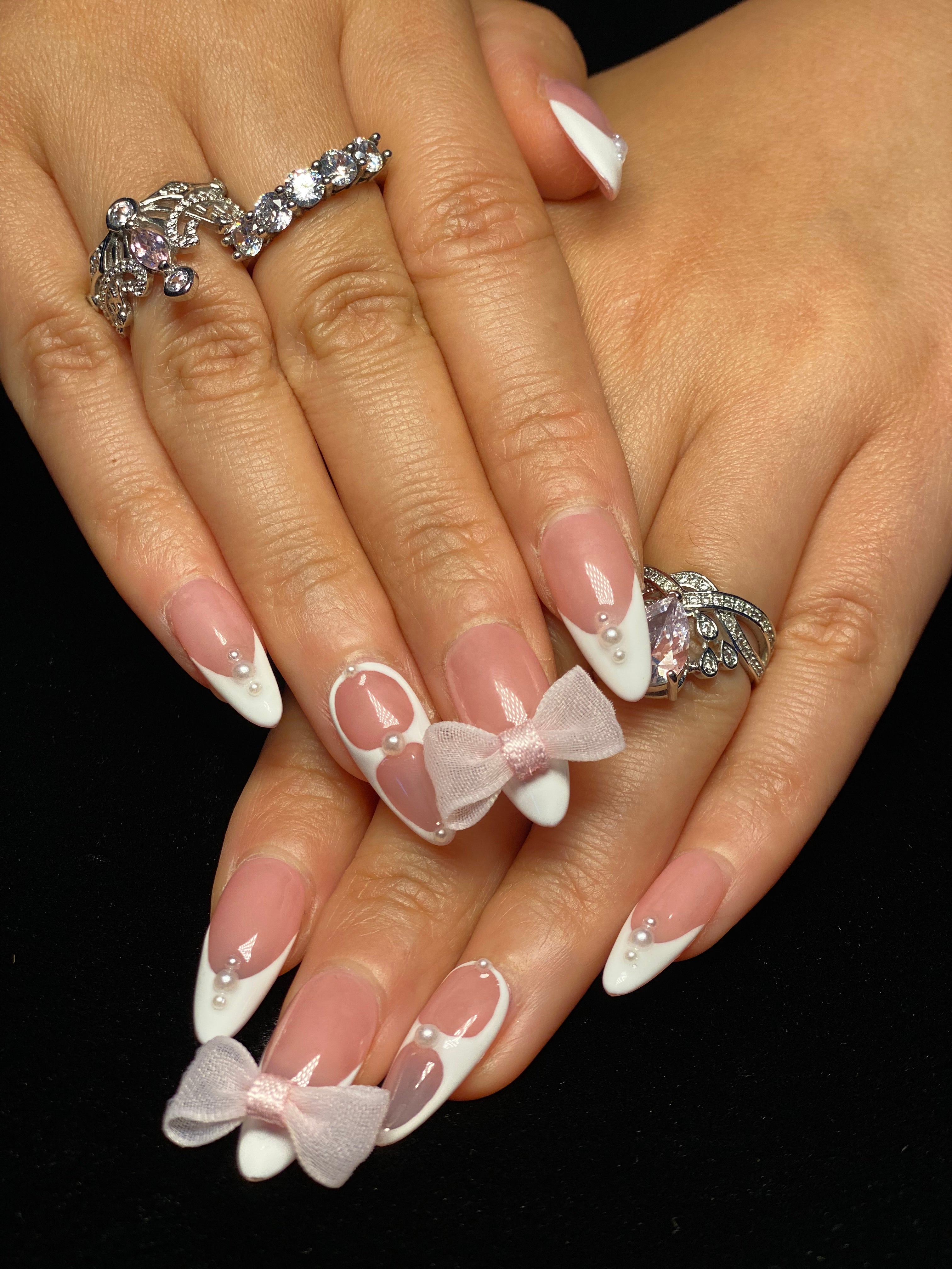 Pink and Pearl French Nails CR146